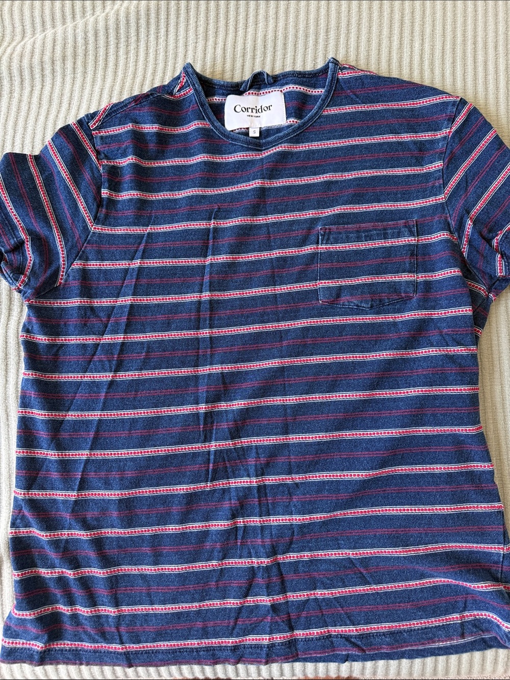 Corridor Navy Striped Short-Sleeve Pocket Tee